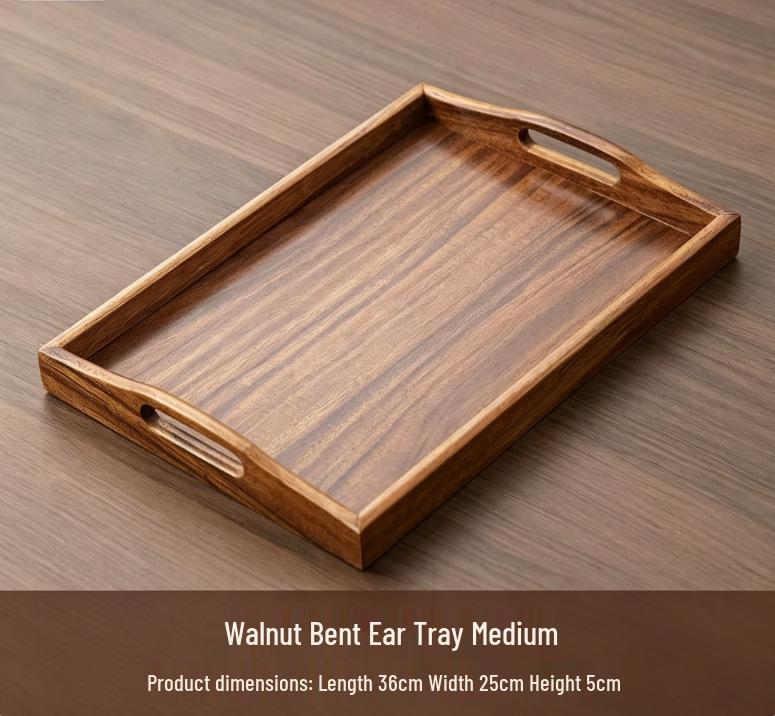 Japanese-Style Rectangular Walnut Wood Tray for Snacks and Tea