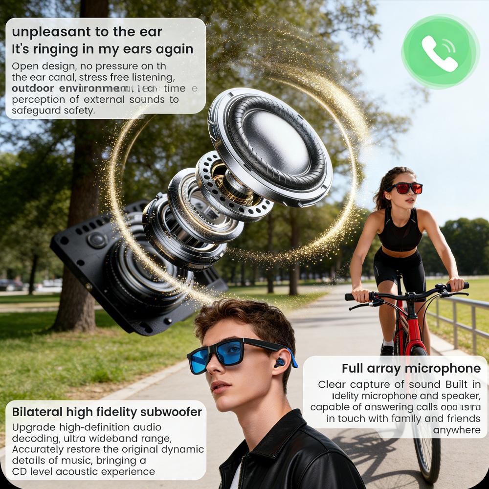 2026 Occhiali Audio Intelligenti Multifunzione Controllo Touch Lenti Che Cambiano Colore Occhiali da Sole Bluetooth Traduzione AI Doppio Microfono Riduzione del Rumore Riproduzione Musicale