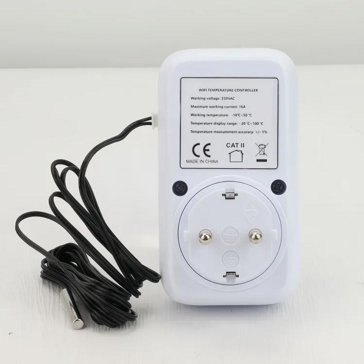 WIFI Digital Thermostat Socket 16A Outlet Plug Remote Temperature Controller Switch Cooling Heating 2M Temperature Sensor