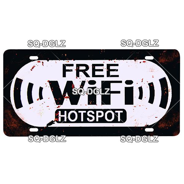 [SQ-DGLZ] Warning WiFi Camera License Plate Tin Sign Store Bar Wall Decoration Metal Sign Home Decor Painting Plaques Art Poster