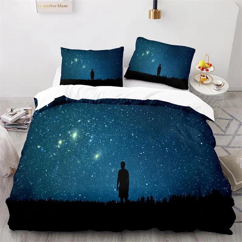

Starry Sky Galaxy Duvet Cover Natural Scenery Bedding Set Microfiber Aurora Comforter Cover King Size For Kids Adult Room Decor (135x200cm)