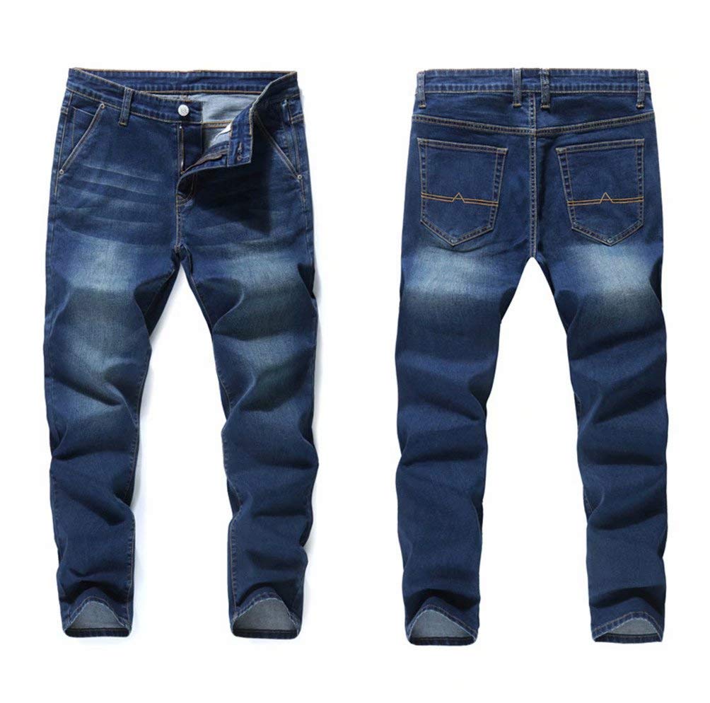 Tenflow Plus Size Denim Jeans with Straight Cotton Pants for Spring and Autumn Men's Stretch, Leg, (Size 40, Blue)