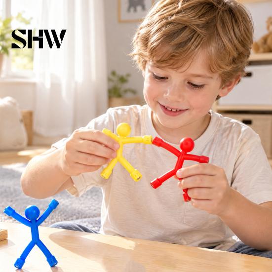 Interactive Toys for Family 10Pcs Magnetic Stick Figure Fidget Toy, Bendable Magnet Matchman Fridge Portable Home Note Photo Holder, Stress