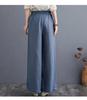 Frühlings- und Sommer-Literarische Baumwoll- und Leinenhosen Locker Große Größe Weiter Bein Hosen Hohe Taille Bodenlange Hosen Gerade Hosen Leinen Damen Hosen