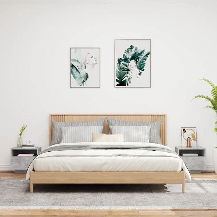 VidaXL Bedside Cabinets with LED Lights 2 Pcs, Bedside Tables with Storage, Bedroom Nightstands, Modern, 836805