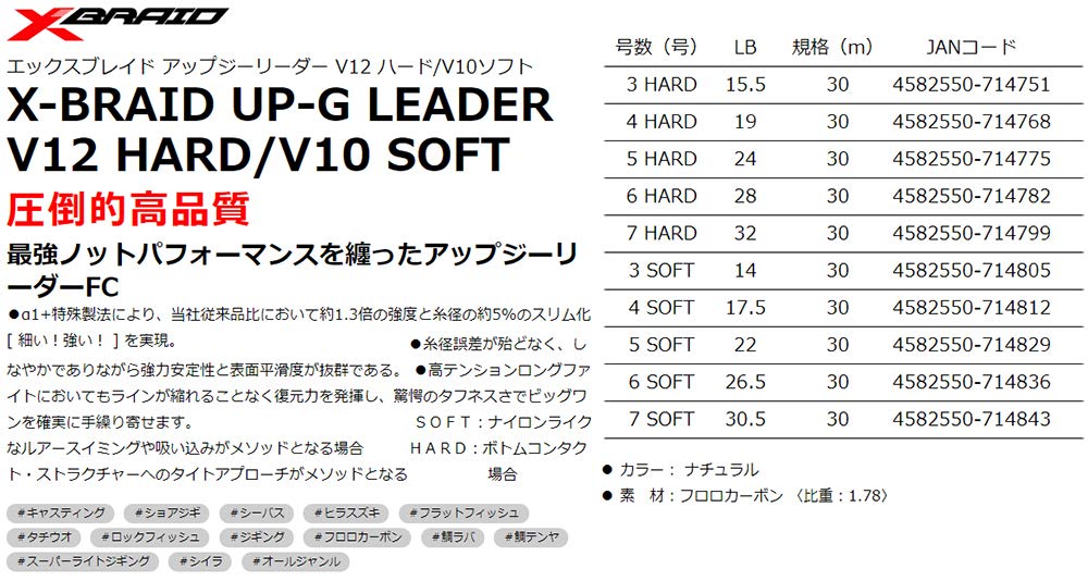 X-Braid UP-G Leader V10 Soft 30m #6 26.5lb