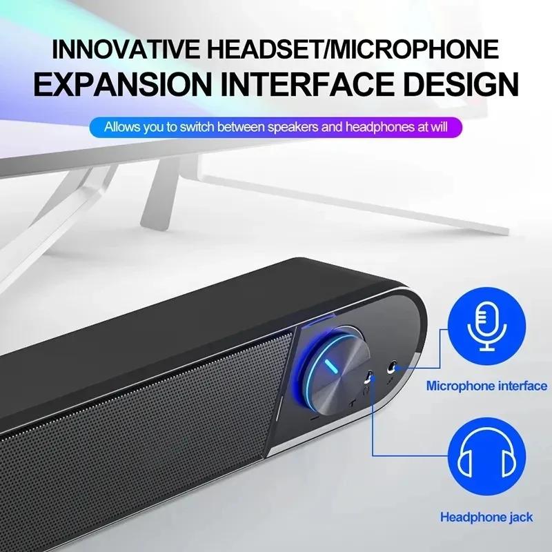 4D Wired Bluetooth Computer Speaker Surround Sound Desktop Speaker HiFi Stereo Subwoofer With Mic For Laptop PC TV Aux Speaker