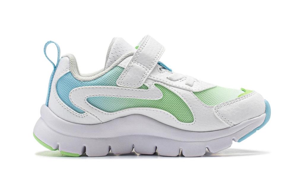 Li Ning YOUNG Starlight Cushioning, Wear Resistant Low Top Kids Lifestyle Shoes White Green Pre School YKNU028-5