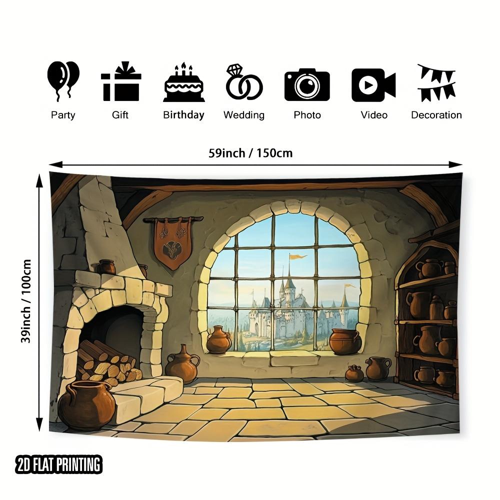 1 Piece of 2D Flat-printed Cozy Cottage Landscape Art Photography Background Suitable for Party Banners Easy To Hang