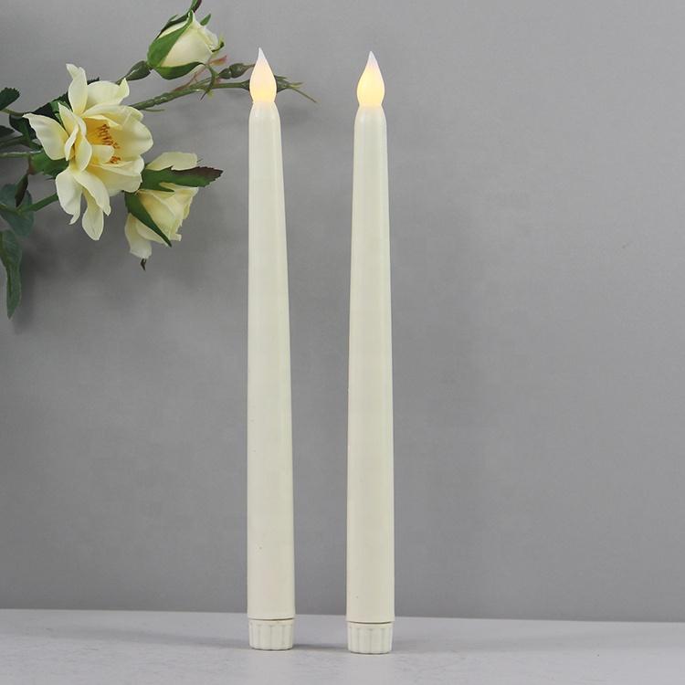 Home Decor Realistic Ivory Plastic Warm White Flickering LED Candlesticks Flameless Taper Candles