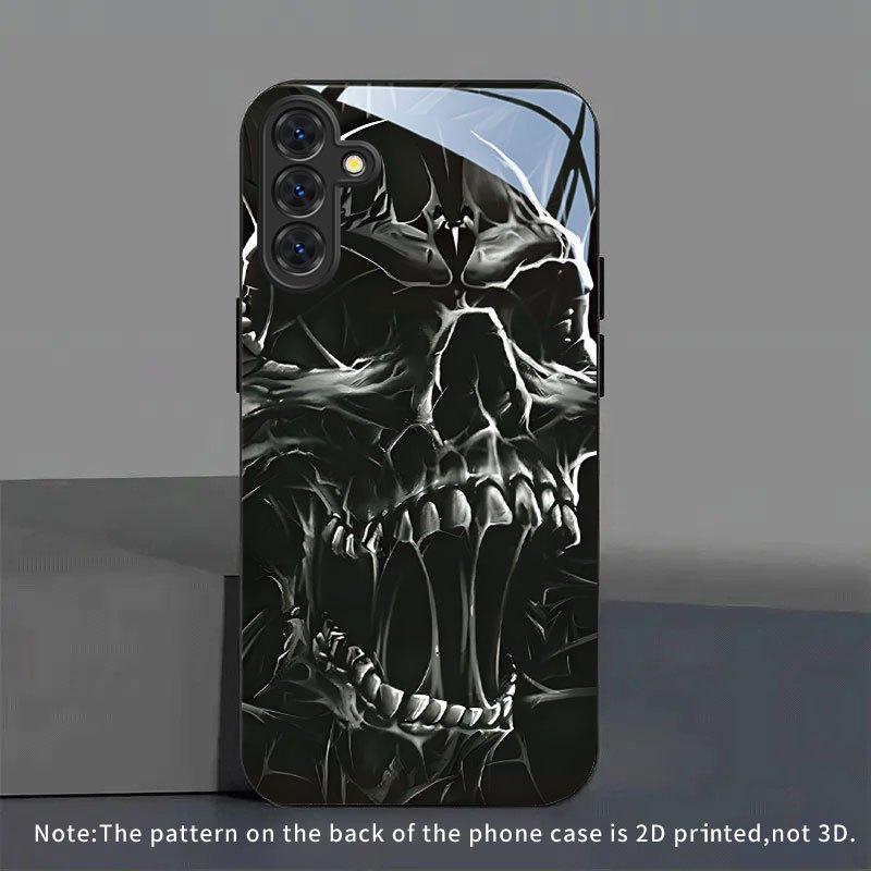 Dunkles Totenkopfmuster Glas Handyhülle geeignet für Samsung Galaxy S26 S25 S24 S23 S22 S20 FE/Ultra/Plus Anti-Drop-Rückseite