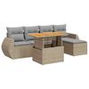 Vidaxl 6-Cz. Garden Furniture Set With Cushions, Beige, Poly Rattan