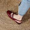 Fashion Bowknot Baotou Patent Leather Sandals Women New Summer French Retro Chunky Low Heel Sandales Femme Red Mary Jane Women's Shoes