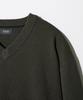 STCO V-Neck Boucle Solid Knit Khaki (Oversized)_Sktwa56Nsk