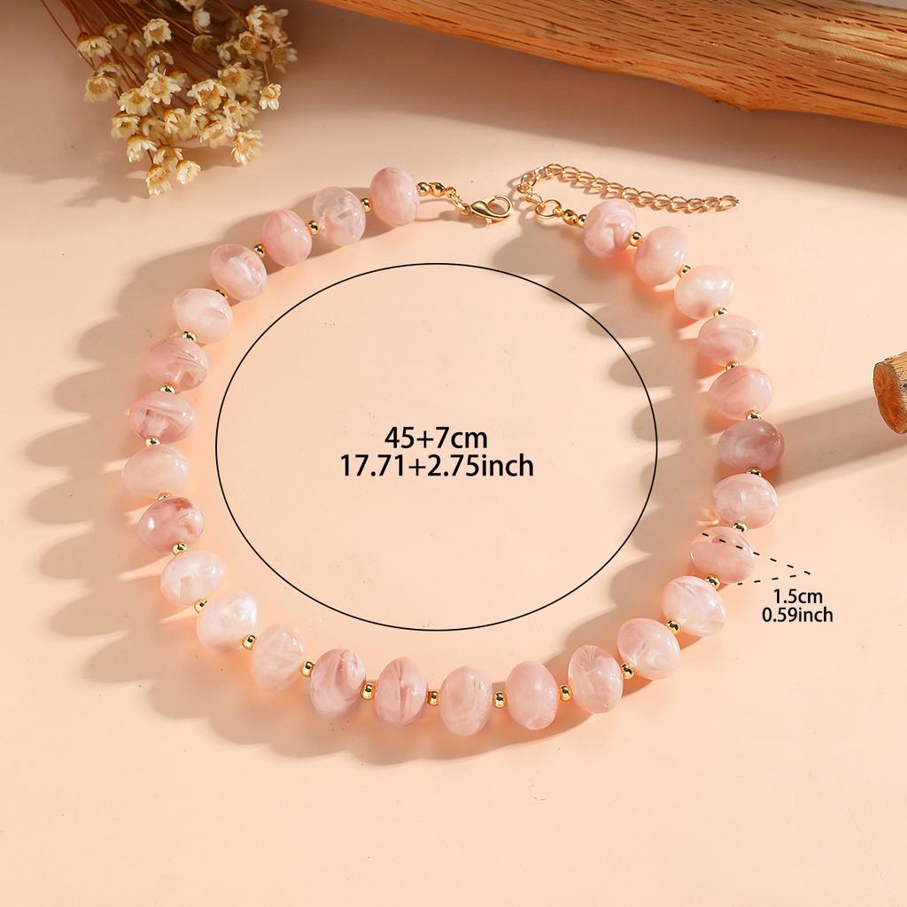 Colorful Chunky Acrylic Round Beaded Choker Necklace for Women Fashion Statement Adjustable Collar Bohemia Summer Jewelry Gift