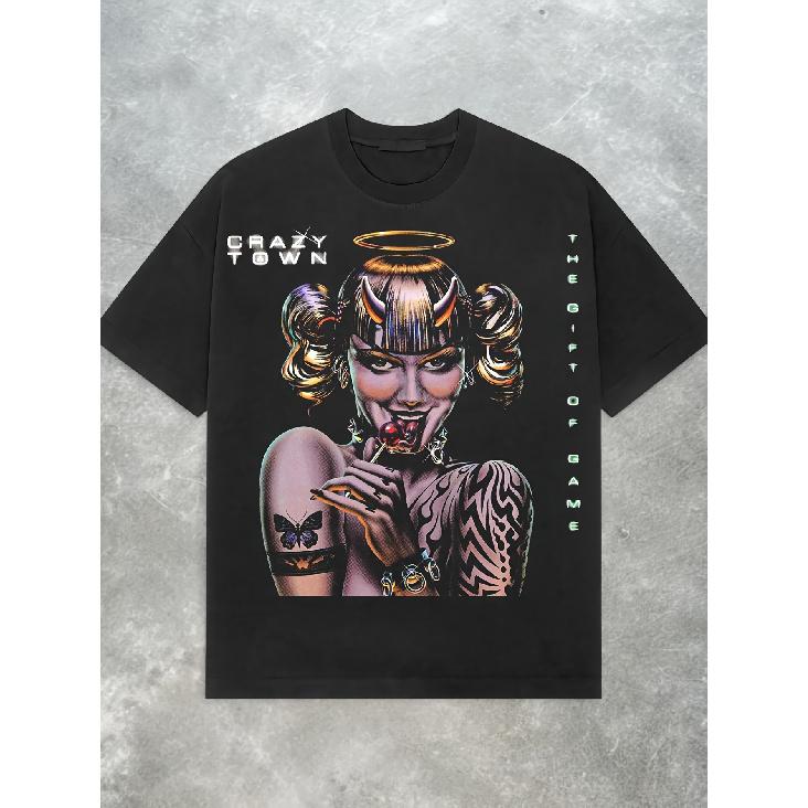 Crazy Town Butterfly Graphic Tee Y2K Nu-Metal Band Shirt Men's Black Classic Crewneck Shirt Easter Gifts Picnic Outings S M L XL 2XL 3XL