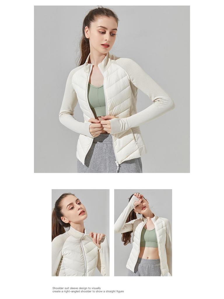 LULU Slim Fit Windproof Down Yoga Jacket - Warm, Thin, and Ideal for Outdoor Running & Sports.