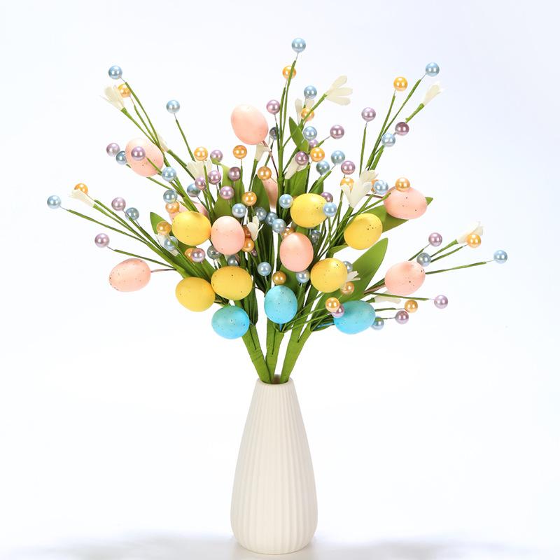 2025 Easter Egg Flower Bouquet, Artificial Flowers Berry Cuttings Spring Flower, Home Decoration, Simple Flower Ornaments