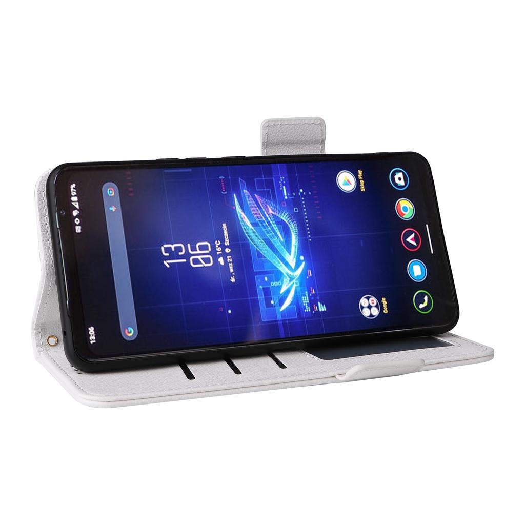 For Asus ROG Phone 8 Pro 5G/8 5G Magnetic Case Leather Litchi Texture Cover with Wrist Strap