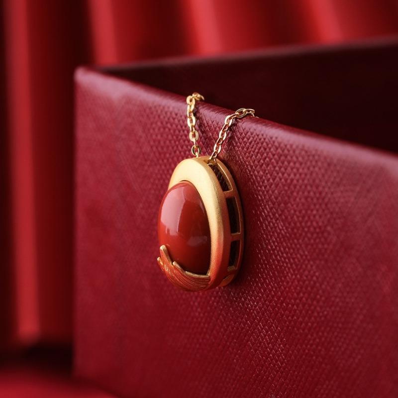 Tancise 925 Sterling Silver Classic Women Agate Necklace Pendant Zircon Fashion Gift