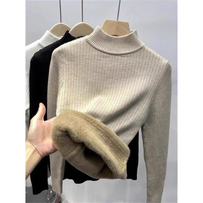 Mote Tykk Vinter Turtleneck Genser Uformell myk genser Langermet bunnoverdeler Solid Pull kvinnelige gensere 29028