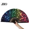 Folding Fan Sturdy Bone Exquisite Pattern Bright Color Performance Glow in The Dark Festival Party Supply Large Hand