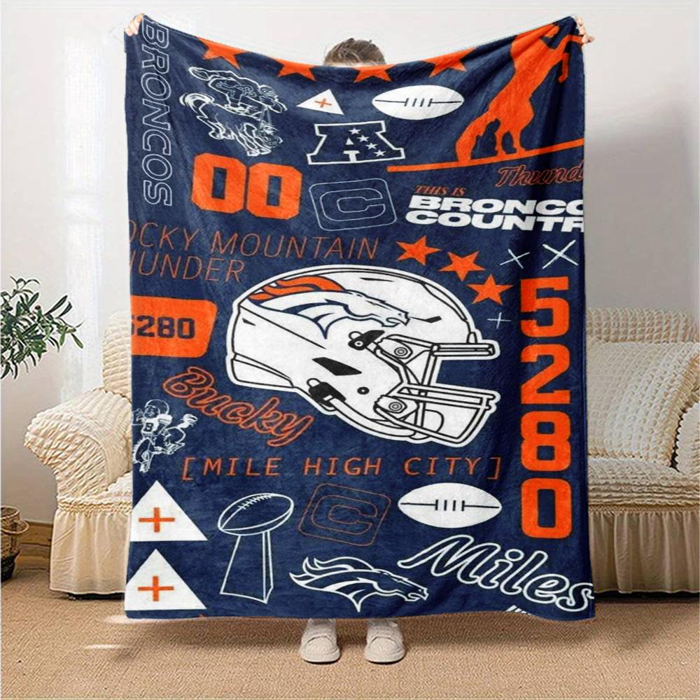 Denver Broncos Print Flannel Blanket High Quality Warm Comfortable Cover for All Seasons Perfect for Gifts Home Decor