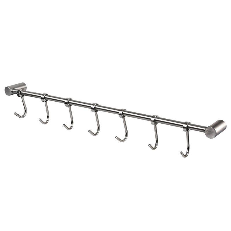 KITCHEN RACK WITH 6 HOOKS HANGING 550MM STAINLESS STEEL RAIL KITCH ESSENTIAL ITEM KITCHEN RACK WITH 6 HOOKS HANGING 550MM STAINLESS STEEL RAIL KITCH ESSENTIAL ITEM