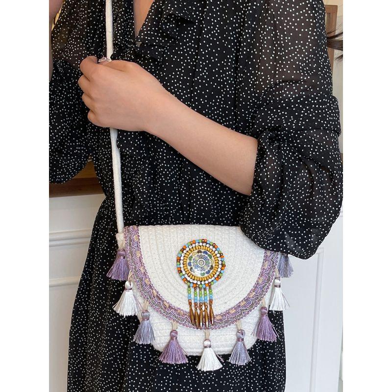Ethnic Style Tassel Small Bag Women 2025 New Fashion Woven Bucket Bag Spring and Summer High-Grade Shoulder Messenger Bag