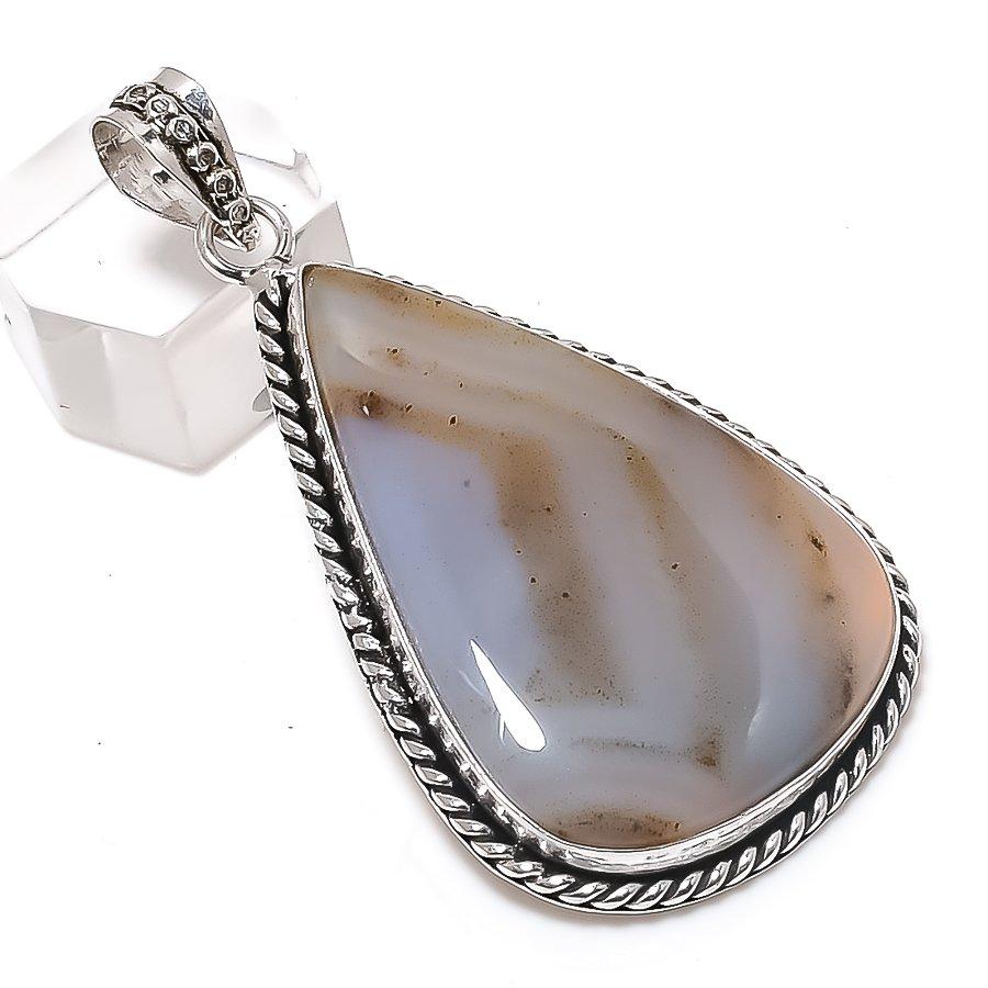

Botswana Agate Gemstone Handmade 925 Sterling Silver Jewelry Pendant 2.44 J3M57