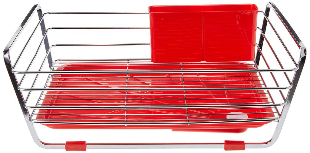 Pearl Metal Dish Drainer Basket, Red, Simple Storage, HB-301