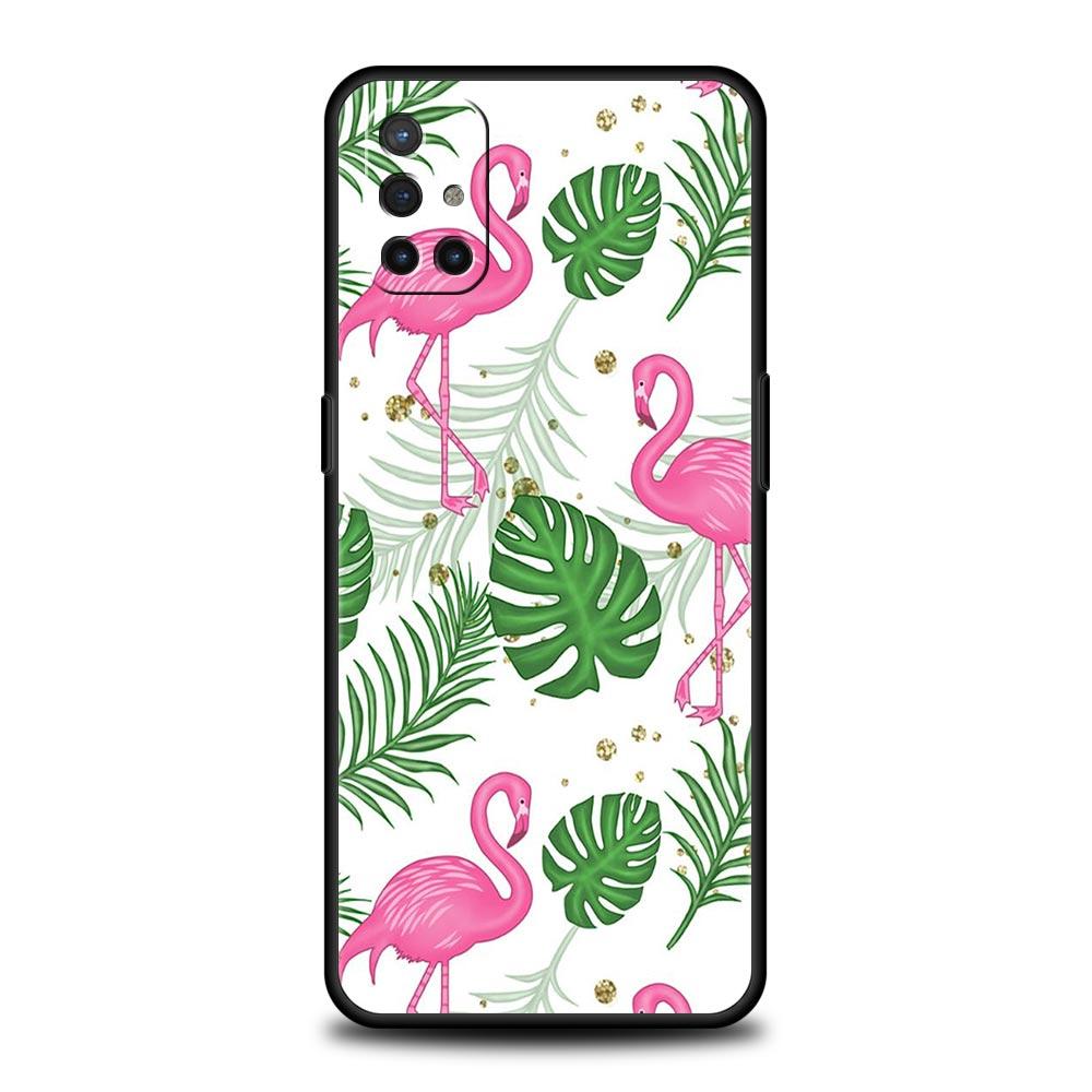 Lovely Pink Flamingos Leaf Phone Case For OnePlus 12 11 10 9 8 7 7T Pro 12R 10R 9RT 9R 8T Nord N100 N200 N10 2T CE 2 5G Cover