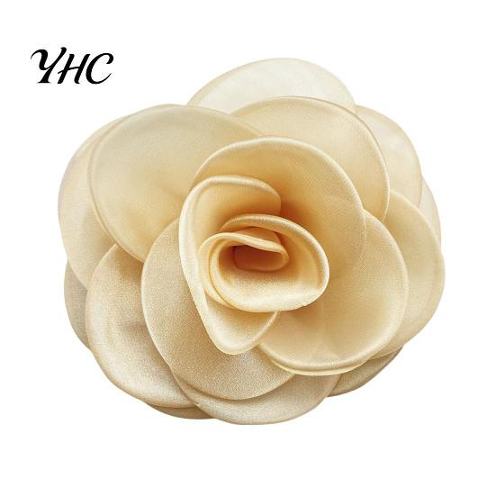 Broche Camélia Occasion Formelle Corsage Style Français Grand Tissu Maillé Mariée Marié Costume de Mariage Manteau Fête de Bal Robe Vêtements Applique Patch DIY