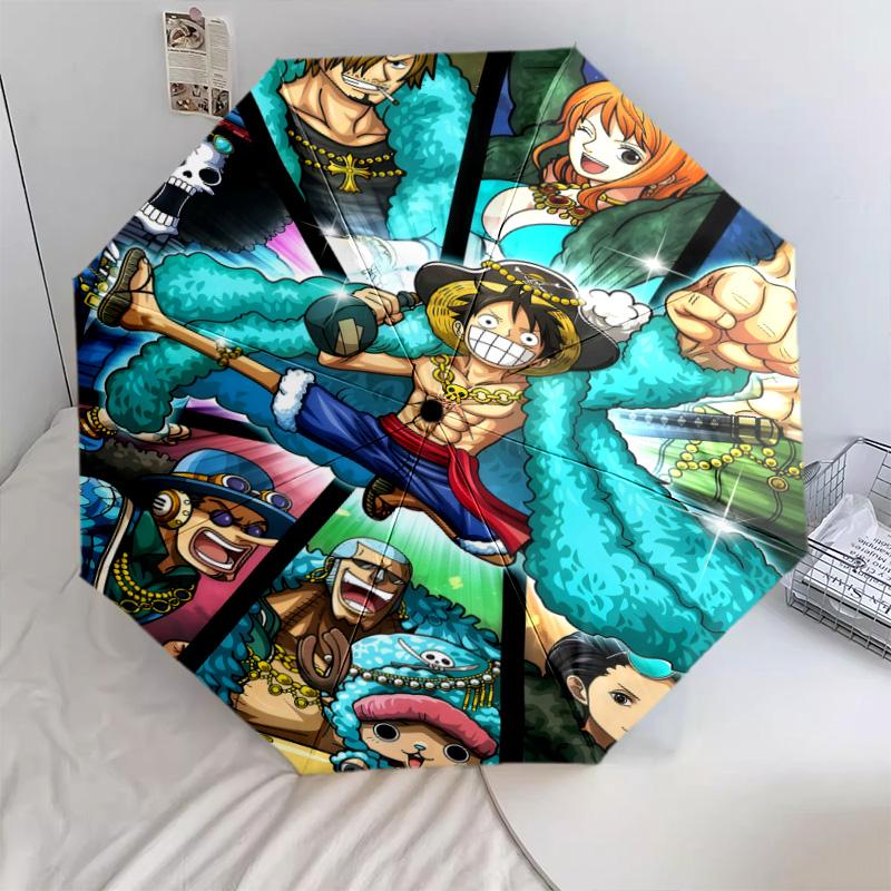 1 PC Automatic Folding Umbrella - Anime One Piece Pattern Portable Foldable Design With 8 Ribs Christmas Birthday Gifts