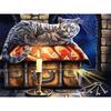 Diamant-Gemälde voller Bohrer, städtisches Feuerwerk, rundes Diamant-Gemälde, handgefertigt, niedliche schwarze Katze, Diy, frohe Weihnachten, Diamant-Mosaik-Gemälde, Heimdekoration