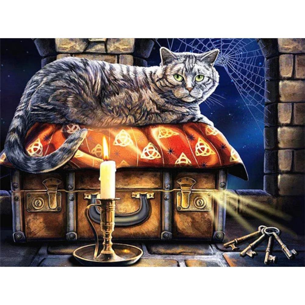 Diamant-Gemälde voller Bohrer, städtisches Feuerwerk, rundes Diamant-Gemälde, handgefertigt, niedliche schwarze Katze, Diy, frohe Weihnachten, Diamant-Mosaik-Gemälde, Heimdekoration