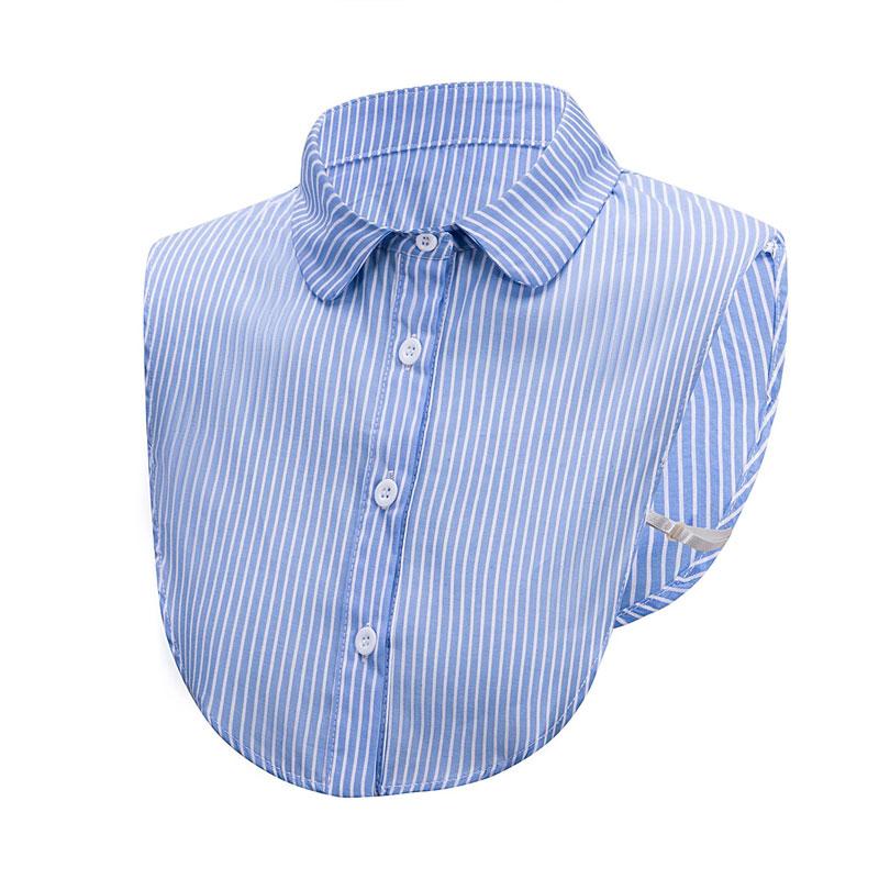 Womens Classic Striped Detachable Fake Collar Shirt Dickey Half Blouse False Collar for Lady Girls Men