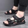 Mode Outdoor Sommer Herren Leder Sandalen Sommer Atmungsaktiv Verclo Sport Strand Schuhe Übergröße Rutschfest Herren Freizeit Sandalen Schwarz