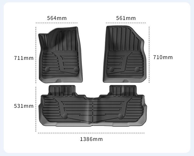 Eco-Friendly TPE Floor Mats and Trunk Mat for Cadillac XT5 - Includes Seat Back Cushion