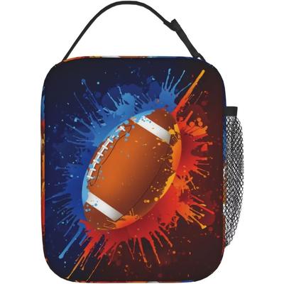 American Football Ball Feuer Tragbare Lunchtasche für Jungen Mädchen Brotdose Isolierte Kühltasche für Arbeit Outdoor Reise Picknick