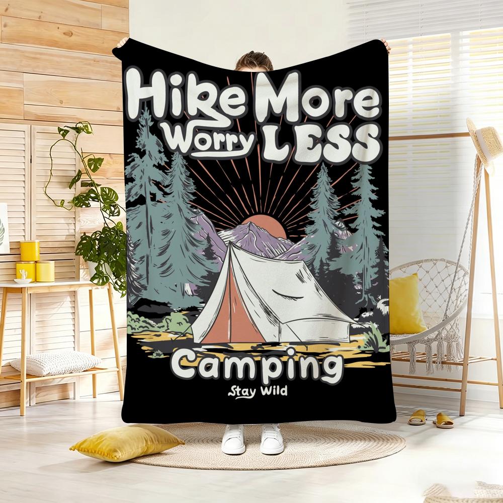 Illustration O-Outdoor Adventure Throw Soft Warm Throw Blanket for Bedroom Living Room Bed Travel Camping Picnic Gift