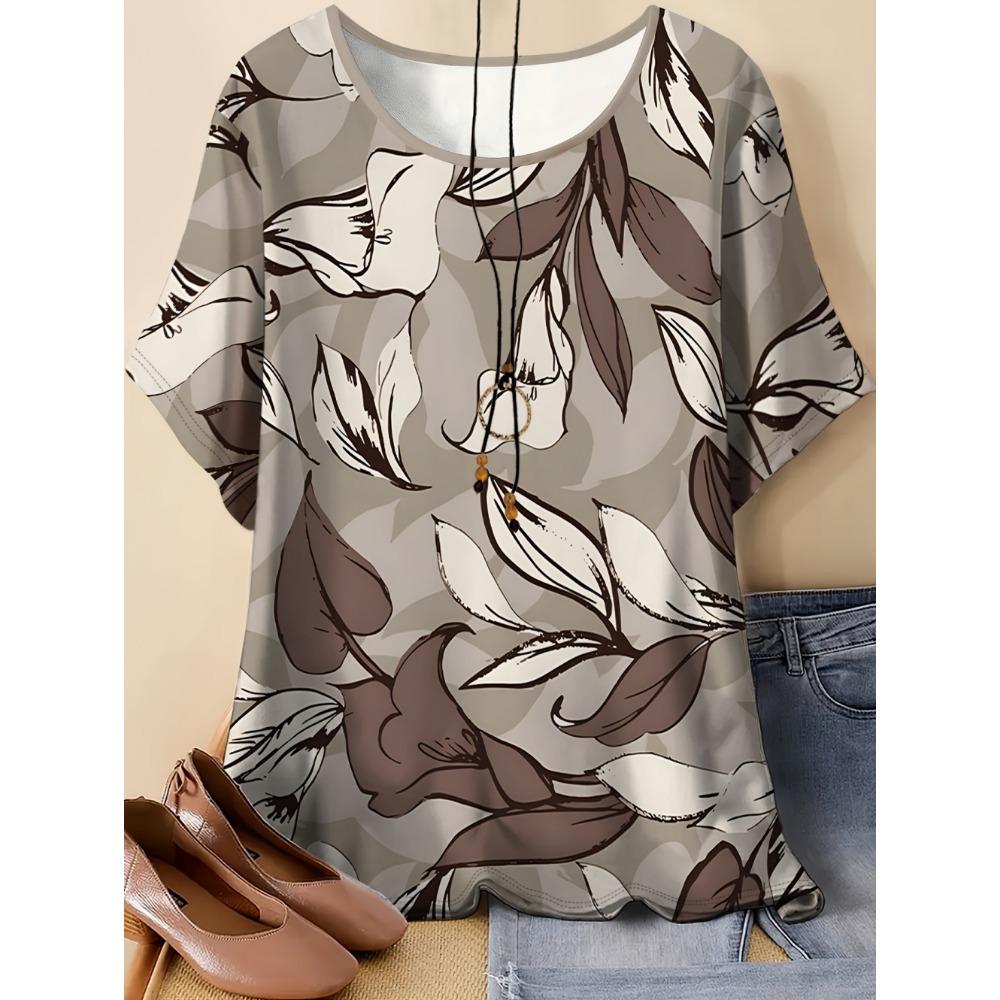 New Casual Women's Short Sleeve O-Neck T-Shirt Summer Vintage Flowers T-Shirts Tie Dye 3D Printed Loose Tops Fashion Clothing