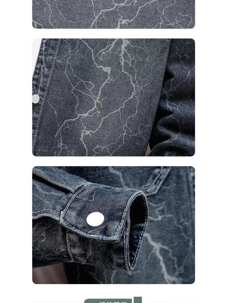 Herren Retro Denim Reversjacke - Gewaschen, Used-Look und Cool für Herbst/Winter High Street Mode.