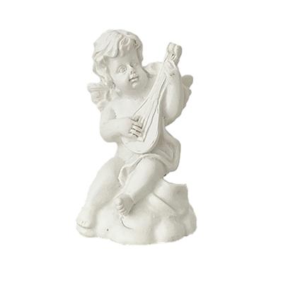 2 Pcs Mini Cupid Figurine Small Resin Cherubs Playing Musical Instrument