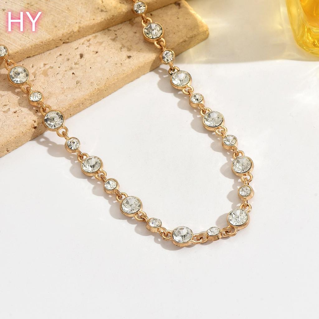 HY Women Simple White Rhinestone Geometric Fine Beach Sexy Belt Waist Body Chain Versatile Dress Accessories Gold