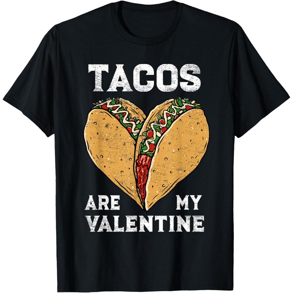 Tacos Are My Valentine Taco Lover Heart Valentines Day Gift Cotton Men T Shirt 3XL чёрный
