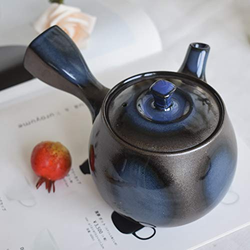 Specially Crafted Rounded Teapot with a Ruri Glaze, 450ml, Made In Japan by Banko Ware