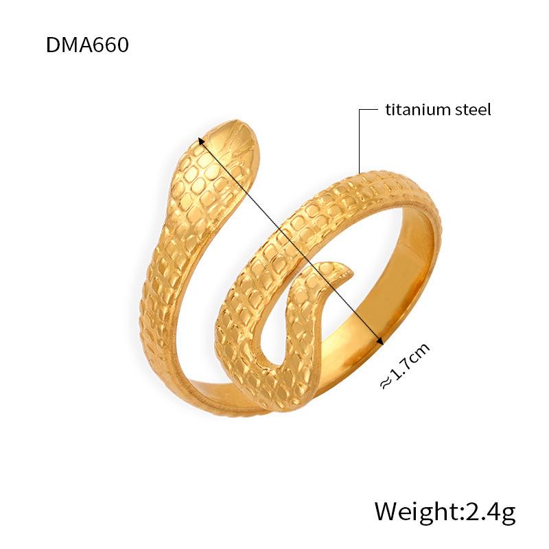 New Style Fashion Niche Design Titanium Steel Gold-plated Animal Snake-shaped Winding Ring Jewelry Women