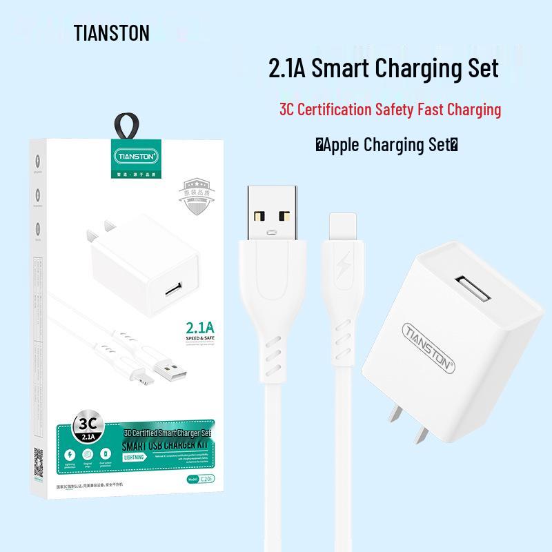 3C Certified Fast Charger Set, 2.1A, Compatible with Android & Apple, Logo Customization Available.