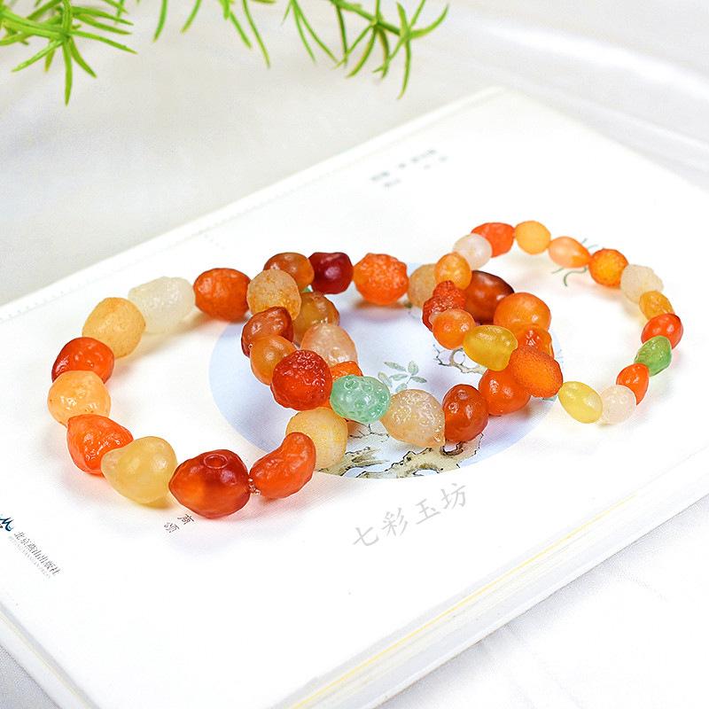 Natural Rainbow Agate Raw Stone Bracelet Colorful Candy Fashionable Jade Bracelet